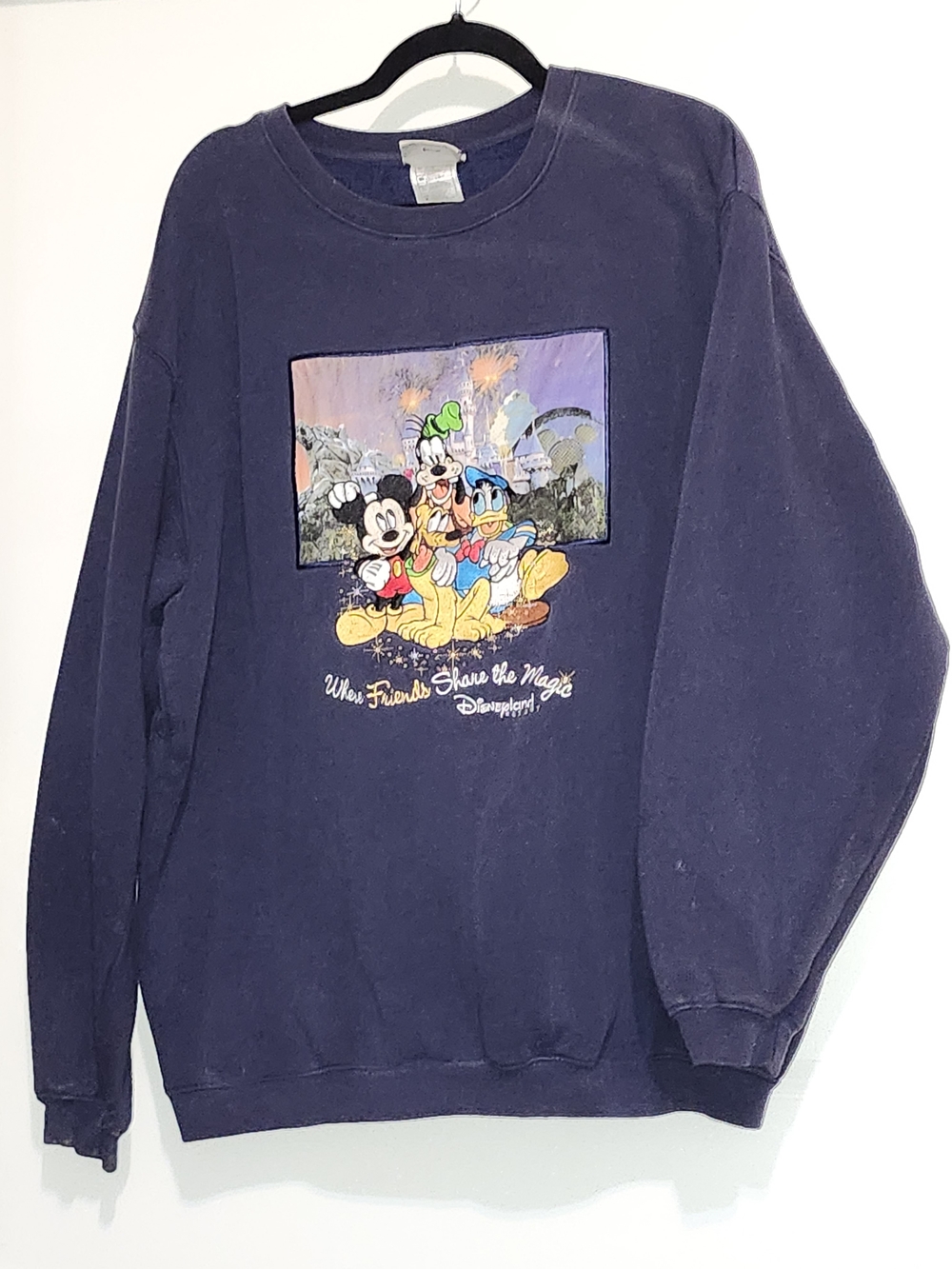 Disneyland Resort Vintage Crewneck Sweatshirt Navy Blue Mickey & Friends Size XL